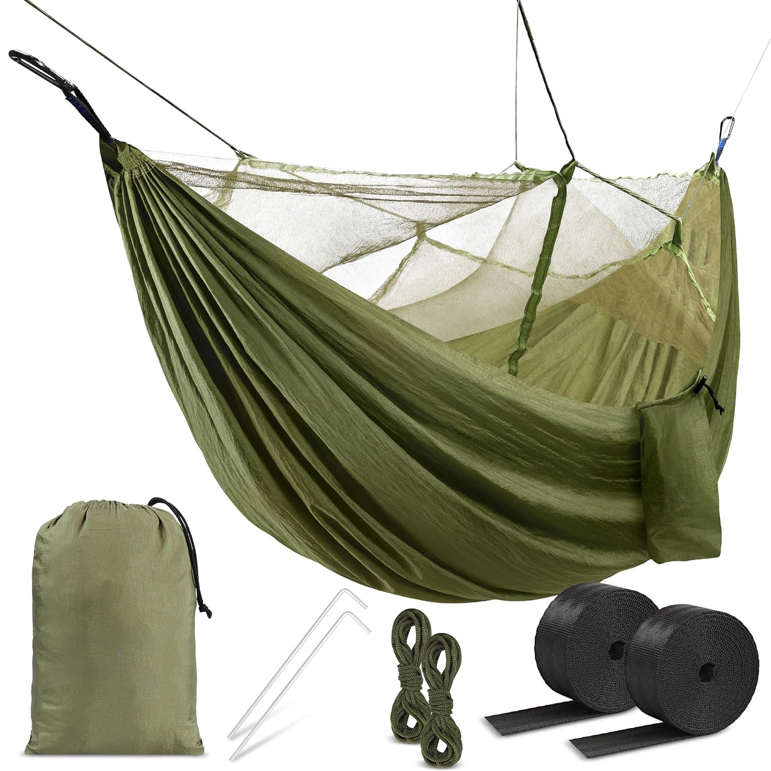 Portable Camping Hammock with Mosquito Net Army Green