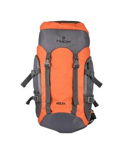 HACER Backpack Unisex Travel Daypack Large Capacity Rucksack for Camping Trekking Hiking Travelling Luggage Tourist - (Grey & Orange, 40L)