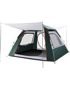 Hacer Camping 210D Fabric Layer Lightweight Backpacking Waterproof Windproof Portable Cabin for 3 to 4 Persons Suitable for Outdoor Picnic Hiking (Green, T Door 4 Big Windows)