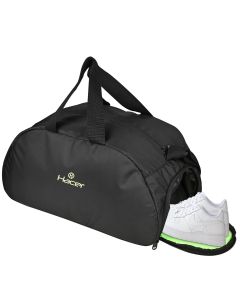 HACER Gym Bag with Shoe Compartment 3 in 1 Multi-Purpose Backpack with Quick Access Pocket Shoulder Straps (Black)