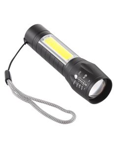 HACER LED Flashlight Mini Camping Torch Pocket Compact Portable USB Rechargeable Lamp with COB Side Lantern for Outdoor Hiking Camping Running