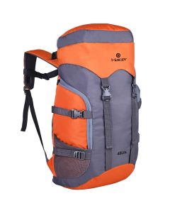 HACER Backpack Unisex Travel Daypack Large Capacity Rucksack for Camping Trekking Hiking Traveling Luggage Tourist - (Orange/Grey, 40L)