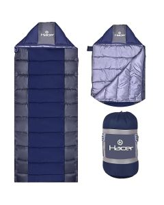 Hacer Aravalli 3in1 Camping Sleeping Bag Open Like Comforter & Mattress +6 to +20 Degree Winter Hiking Trekking Adult Men & Women Travelling Bags (Grey & Navy Blue, 7 Ft, 1.2 KG)