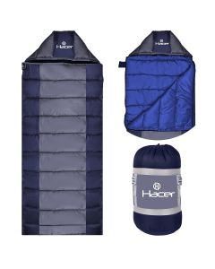 Hacer Aravalli 3in1 Camping Sleeping Bag Open Like Comforter & Mattress +6 to +20 Degree Winter Hiking Trekking Adult Men & Women Travelling Bags (Navy Blue & Grey, 7 Ft, 1.2 KG)