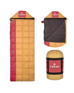 Hacer Kanchanjunga 3in1 Camping Sleeping Bag Open Like Comforter & Mattress -10 Degree Winter Nylon Lining Hiking Trekking Bags for Adults Men & Women (7.2ft, Yellow & Maroon, -10°C to 0°C, 2.5 kg)