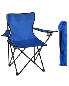 HACER Foldable Camping Chair Portable Collapsible Seat with Armrest Cup Holder and Carry Bag for Outdoor Beach Sports Picnic up to 90 KG Weight Capacity (Navy Blue)