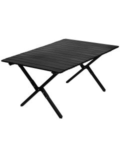 Hacer Lightweight Rectangular Folding Table Elegant Carbon Steel Roll Up Top with Carry Bag for Camping Picnic Home Kitchen (Black)