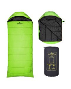 Hacer Camping Sleeping Bag Open Comforter & Mattress +8 Degree Winter 210T Polyester Lining Hiking Trekking Bags (7ft, Parrot Green & Black, +8°C to +12°C, 1kg)